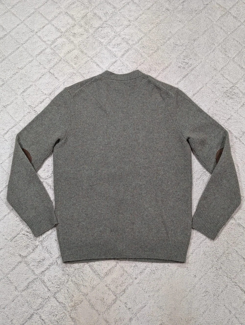 Polo Ralph Lauren Sweater Mens S Green Wool Cashmere Cardigan Suede Elbow Pads